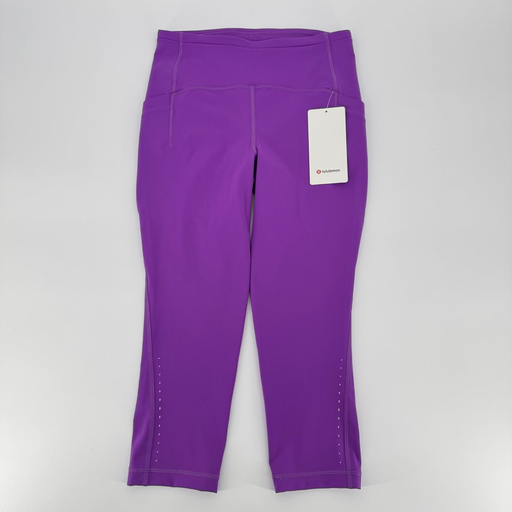 Lululemon Swift Speed HR Crop 21 Moonlit Magenta Purple Leggings LW6CBKS Size 8